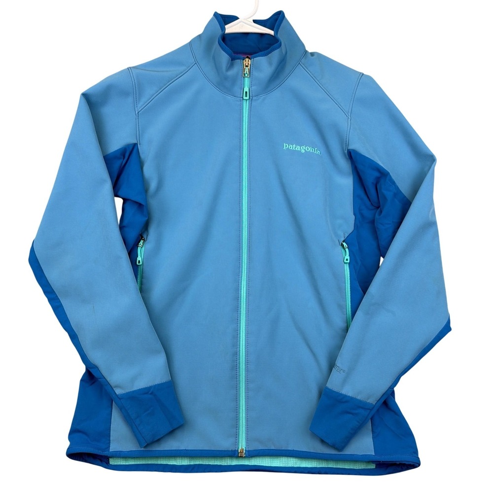Patagonia Jacket Womens Small Blue Polartec Windbloc Softshell Full‎ Zip Hiking